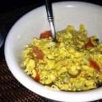scrambled-artichoke-frittata-in-bowl scrambled artichoke frittata finished and ready to eat